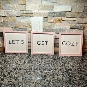 Let’s get cozy set of 3 wall plaques